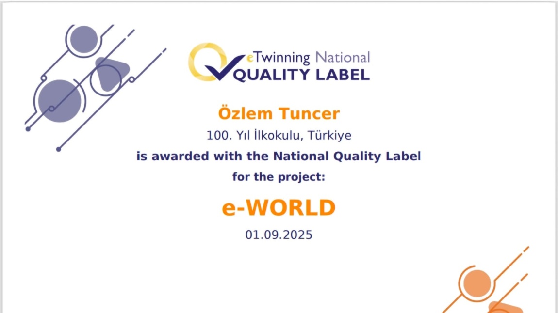 4/A Sınıfı öğrencileri yürüttükleri eTwinning Projesi ile Ulusal Kalite Etiketi ile ödüllendirilmiştir